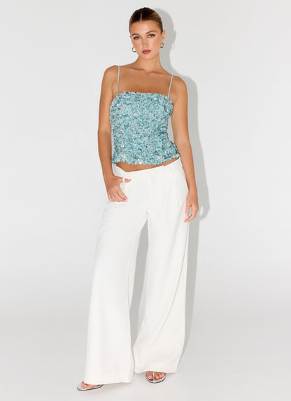 Alayna Sequin Top - Aqua