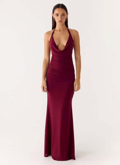 Eyes Closed Maxi Dress - Dark Cherry