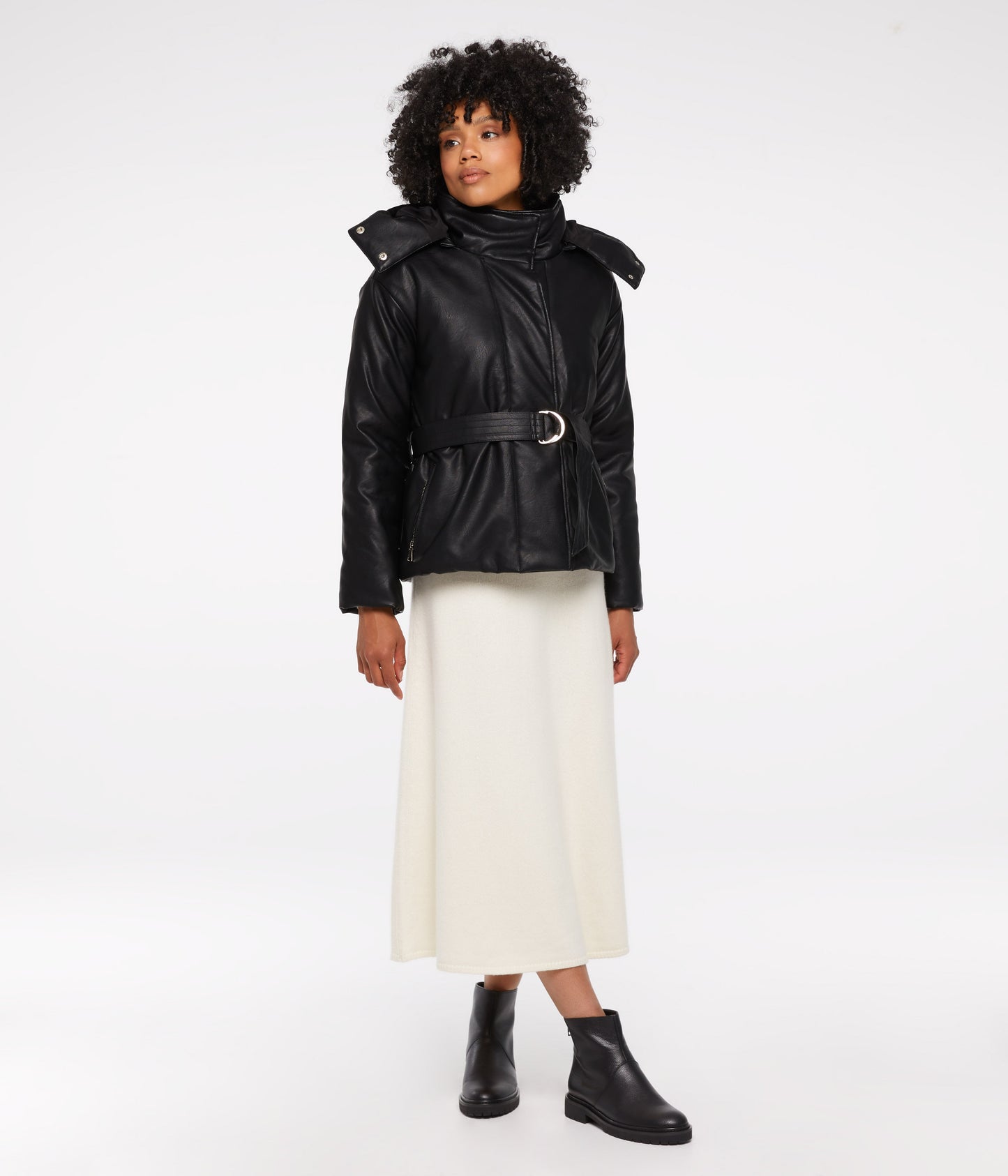 LISBON Vegan Leather Puffer Jacket
