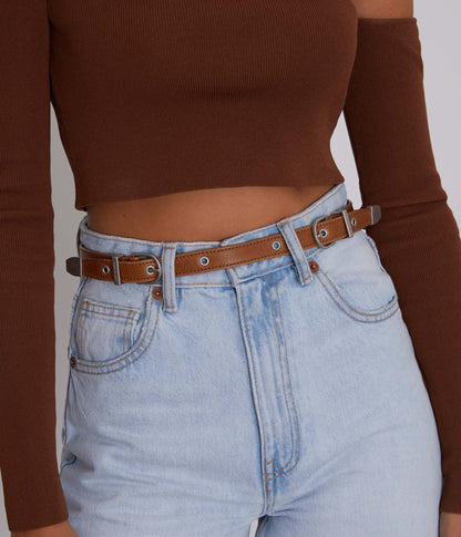 DOLLY Women's Vegan Skinny Belt
