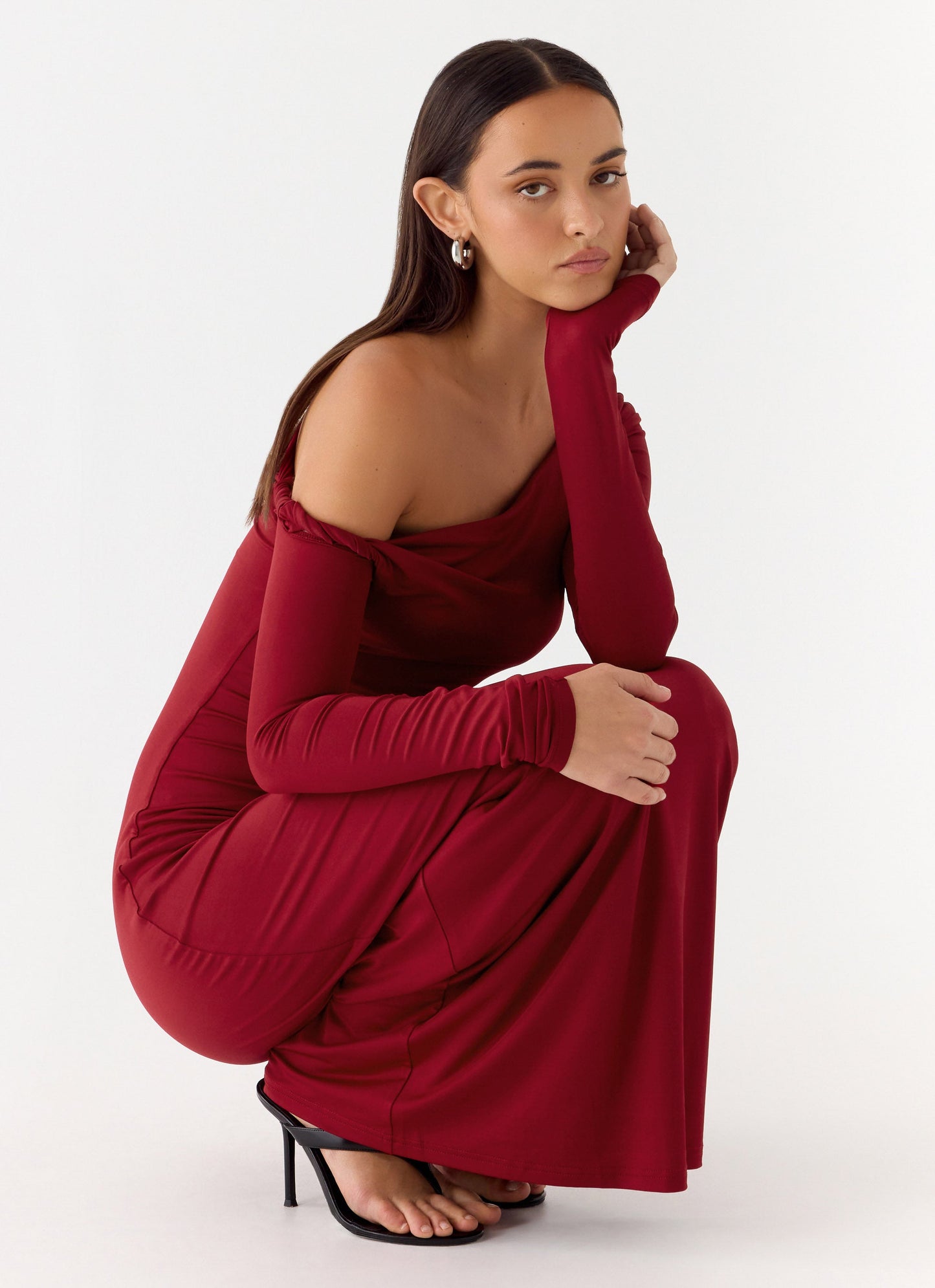 Jordana Twist Maxi Dress - Merlot
