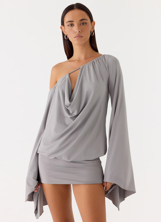 Kyrah Long Sleeve Mini Dress - Misty Blue