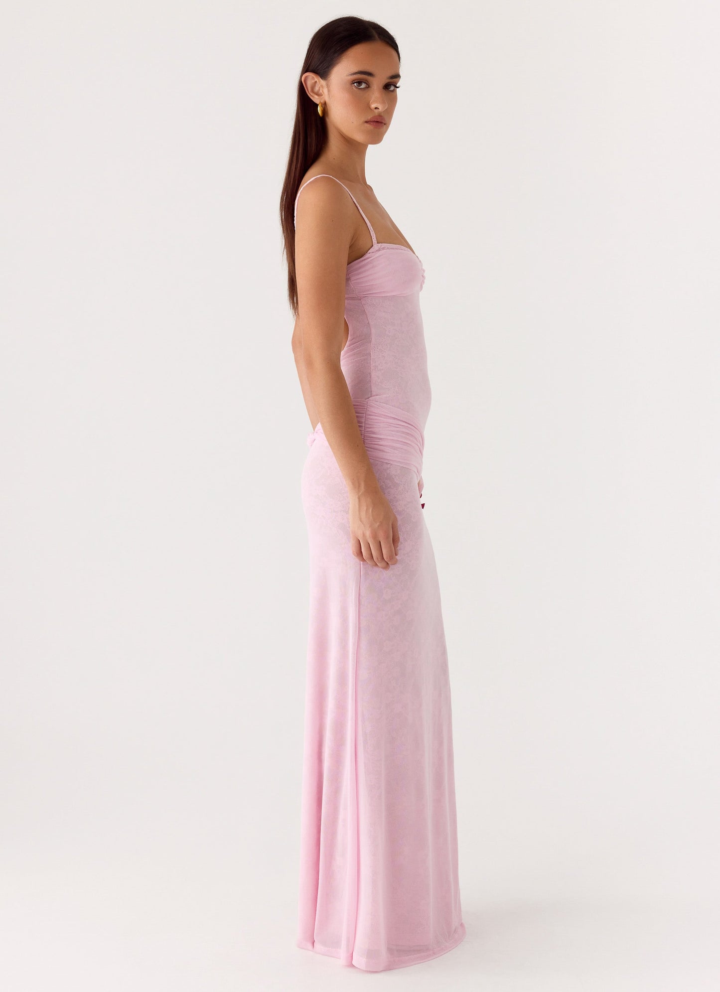 Natty Lace Mesh Maxi Dress - Petal Pink