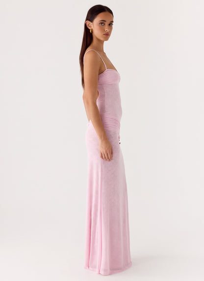 Natty Lace Mesh Maxi Dress - Petal Pink